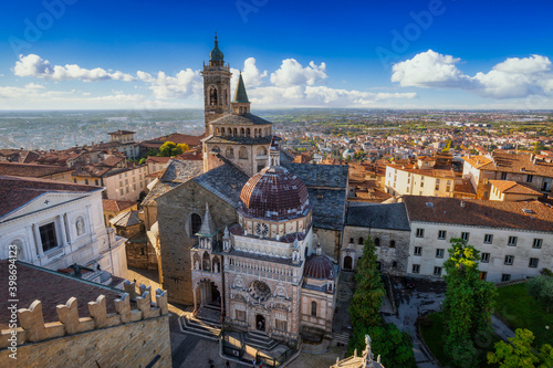 Beautiful architecture of the Basilica of Santa Maria Maggiore in Bergamo, Italy photo