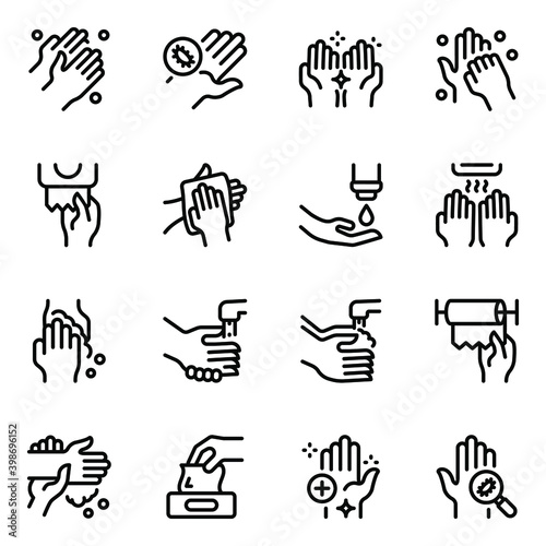 
Hands Washing Solid Icons Pack 
