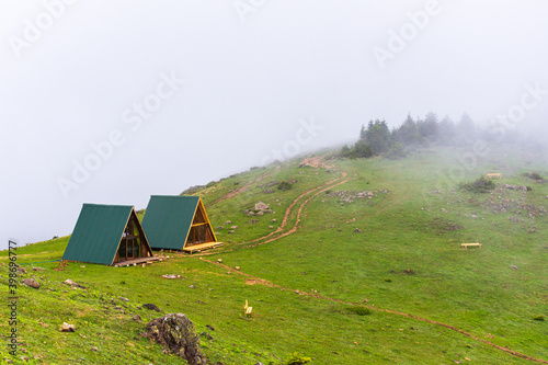 Wooden huts in the Black Sea highlands