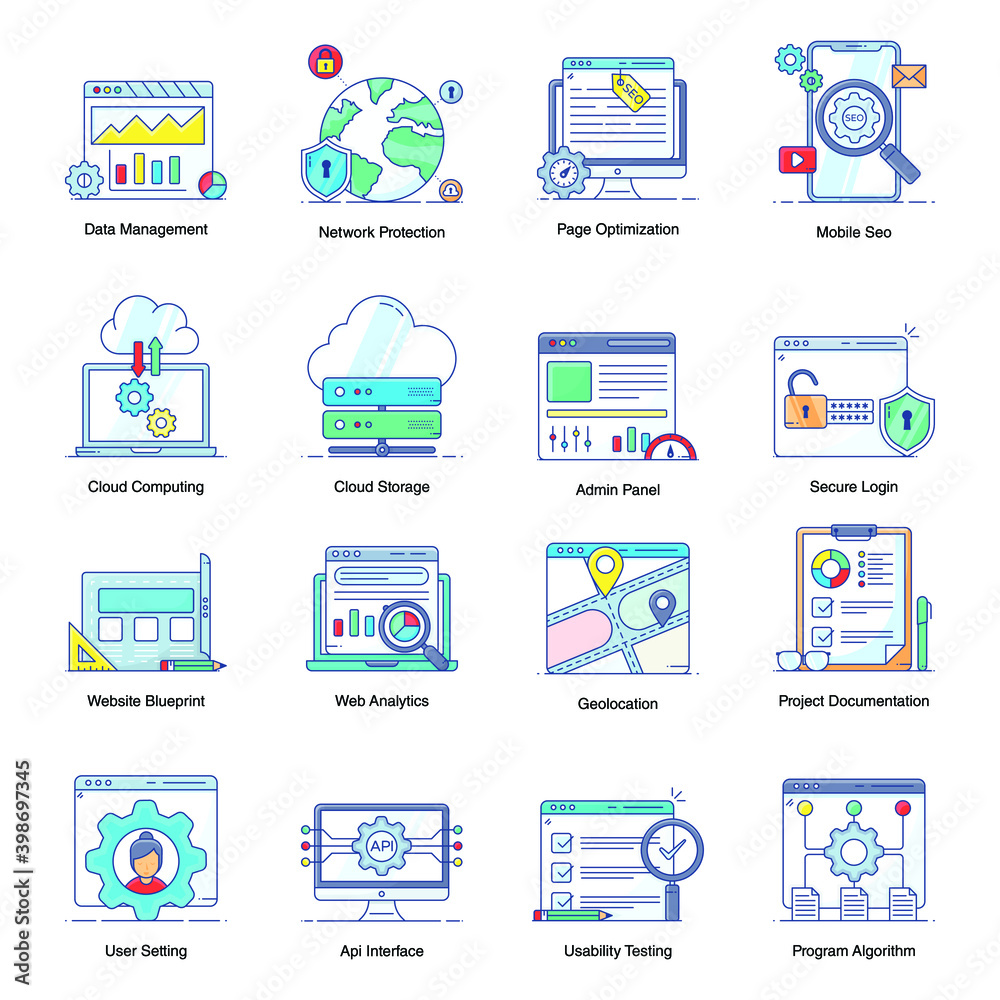 Pack of Seo and Development Flat Icons
Pack of Seo and Development Flat Icons