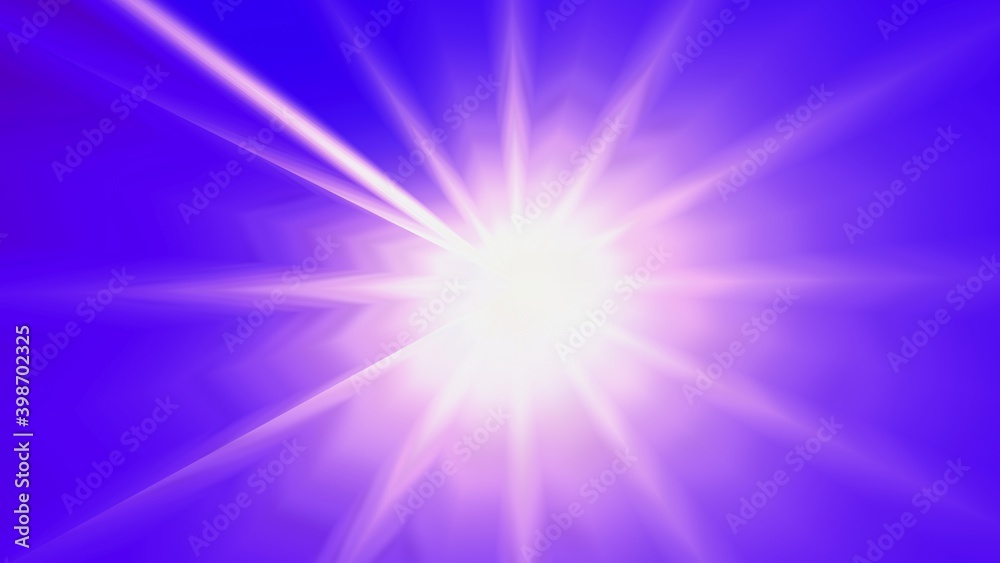 abstract white sun with rays on a blue background.