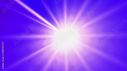 abstract white sun with rays on a blue background.