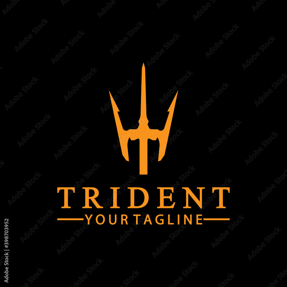 Vintage Trident Spear of Poseidon Neptune God Triton King logo design ...