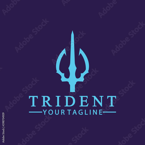 Vintage Trident Spear of Poseidon Neptune God Triton King logo design