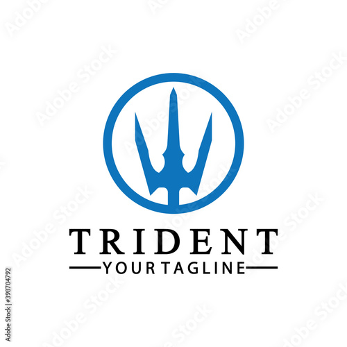 Vintage Trident Spear of Poseidon Neptune God Triton King logo design