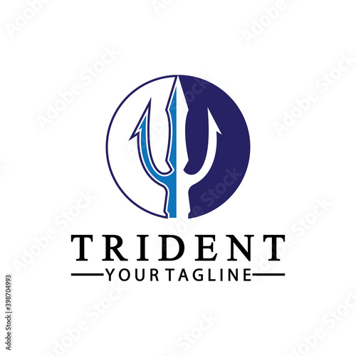 Vintage Trident Spear of Poseidon Neptune God Triton King logo design