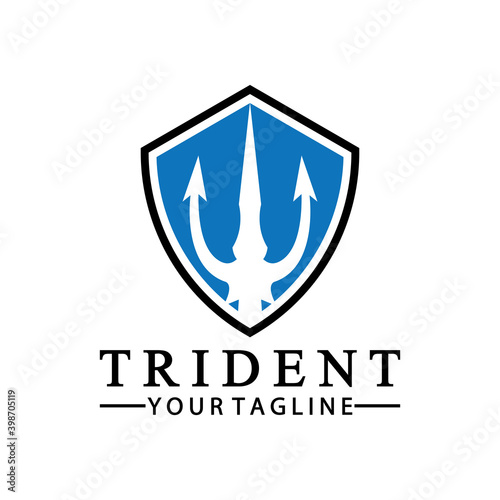 Vintage Trident Spear of Poseidon Neptune God Triton King logo design