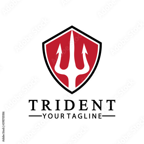 Vintage Trident Spear of Poseidon Neptune God Triton King logo design