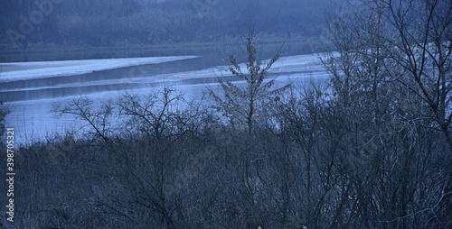 Grudniowy krajobraz nad Wisłą w okolicach Sandomierza photo