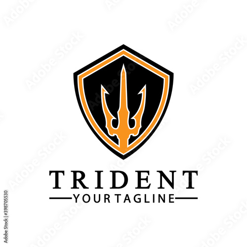 Vintage Trident Spear of Poseidon Neptune God Triton King logo design