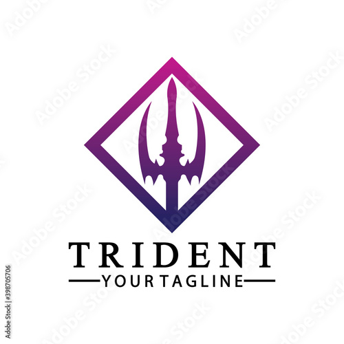 Vintage Trident Spear of Poseidon Neptune God Triton King logo design