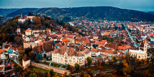 Top view of Sighisoara historic center