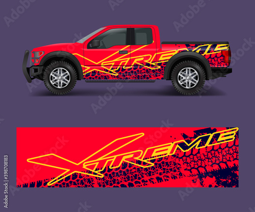 truck and cargo van wrap vector  Car decal wrap design. Graphic abstract stripe designs for vehicle  race  offroad  adventure and livery car