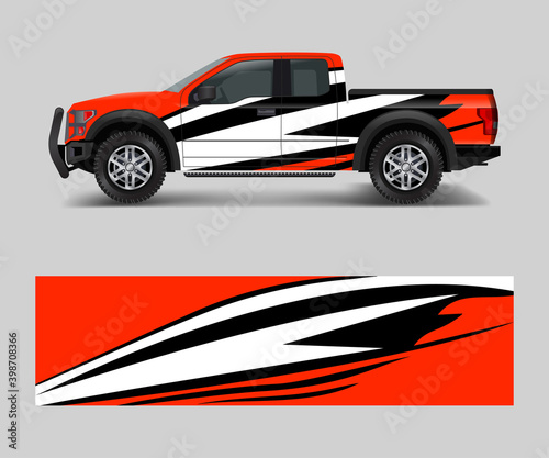 Fototapeta Naklejka Na Ścianę i Meble -  Truck and car graphic background wrap and vinyl sticker design vector