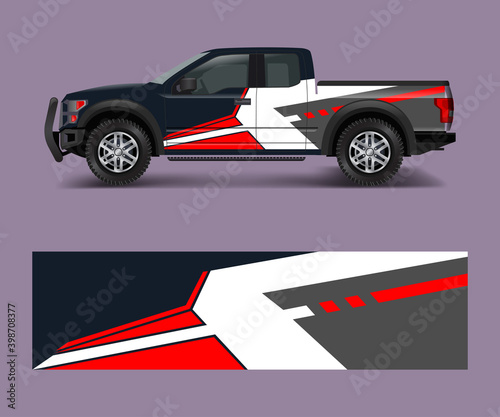 Fototapeta Naklejka Na Ścianę i Meble -  wrap graphic design vector for off road truck. Abstract sporty and adventure racing background. Full vector eps 10