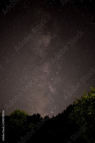summer night sky with milky way galaxy shining trough stars and planets