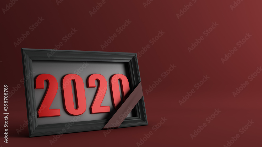 2020 end concept mourning and sorrow 3d render on red gradient 2020 end concept mourning and sorrow 3d render on red gradient
