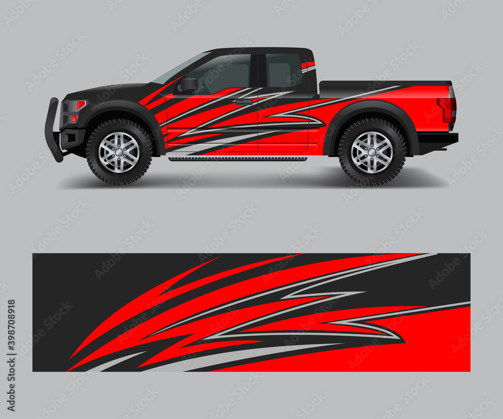 truck and cargo van wrap vector, Car decal wrap design. Graphic abstract stripe designs for vehicle, race, offroad, adventure and livery car