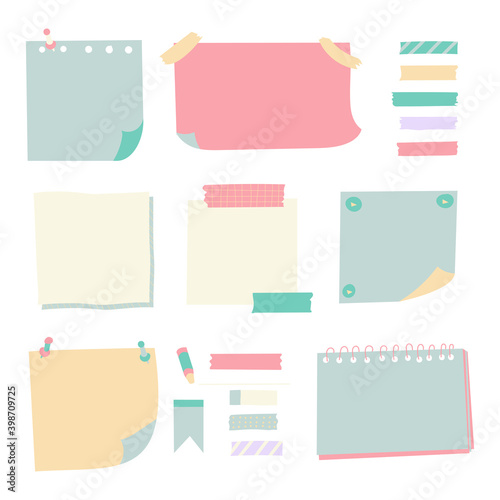 Vector set of various notes paper