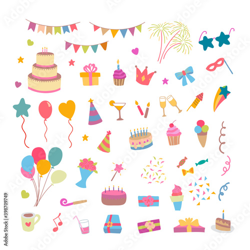 Birthday Set element vector illustration