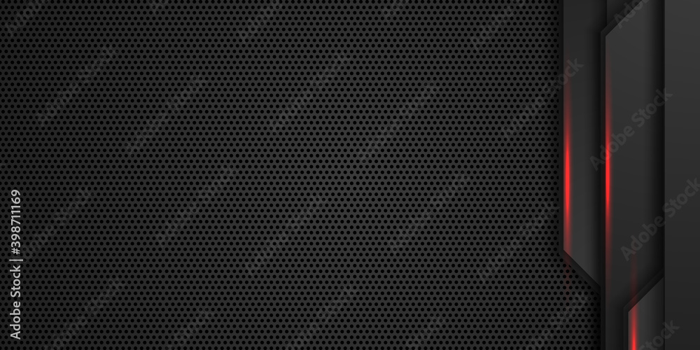 Abstract grey metallic overlap red light hexagon mesh design modern ...