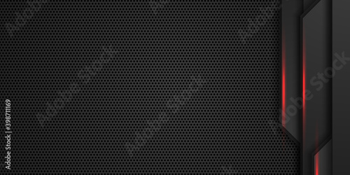Abstract grey metallic overlap red light hexagon mesh design modern luxury futuristic technology background vector illustration. E-sport game abstract tech robotic background
