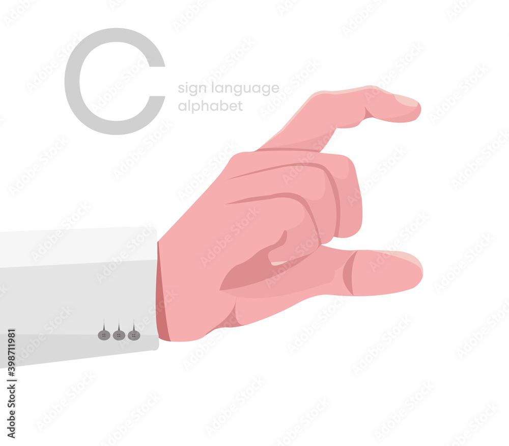 The letter 'C. Universal and Turkish handicapped hand alphabet letter C. Disabled hand. Hand tongue. Learning the alphabet, non-verbal deaf-dumb communication, expression gestures vector. The letter 'C. Universal and Turkish handicapped hand alphabet letter C. Disabled hand. Hand tongue. Learning the alphabet, non-verbal deaf-dumb communication, expression gestures vector.