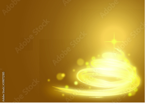 金色に光る螺旋とキラキラ光る星(金背景)
