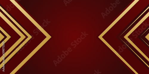 Abstract gold light threads background in red background