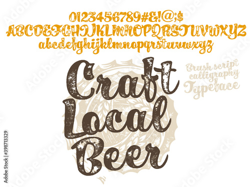 Brewery vintage alphabet font. Custom handwritten alphabet.