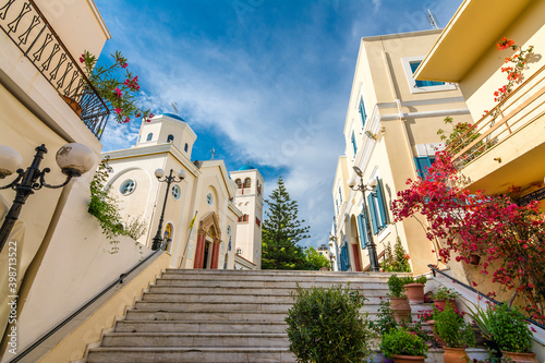 Fototapeta Naklejka Na Ścianę i Meble -  Beautiful street view in Kos Island. Kos Island is populer tourist destination in Greece.