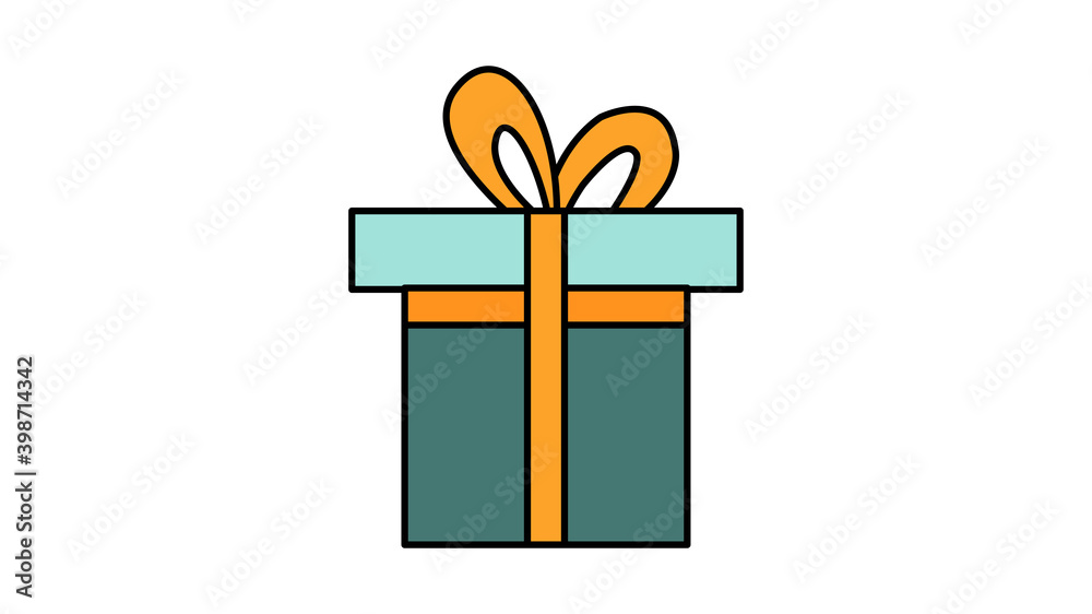 Simple flat style icon beautiful blue gift box with a ribbon and a bow for the holiday of love for Valentine's Day or March 8. illustration Simple flat style icon beautiful blue gift box with a ribbon and a bow for the holiday of love for Valentine's Day or March 8. illustration