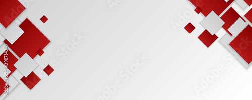 Red white abstract background for wide banner