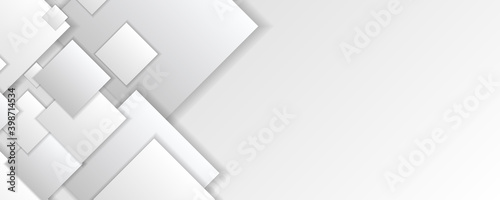 Abstract white square background for wide banner