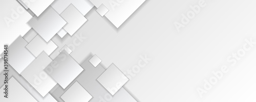 Abstract white square background for wide banner