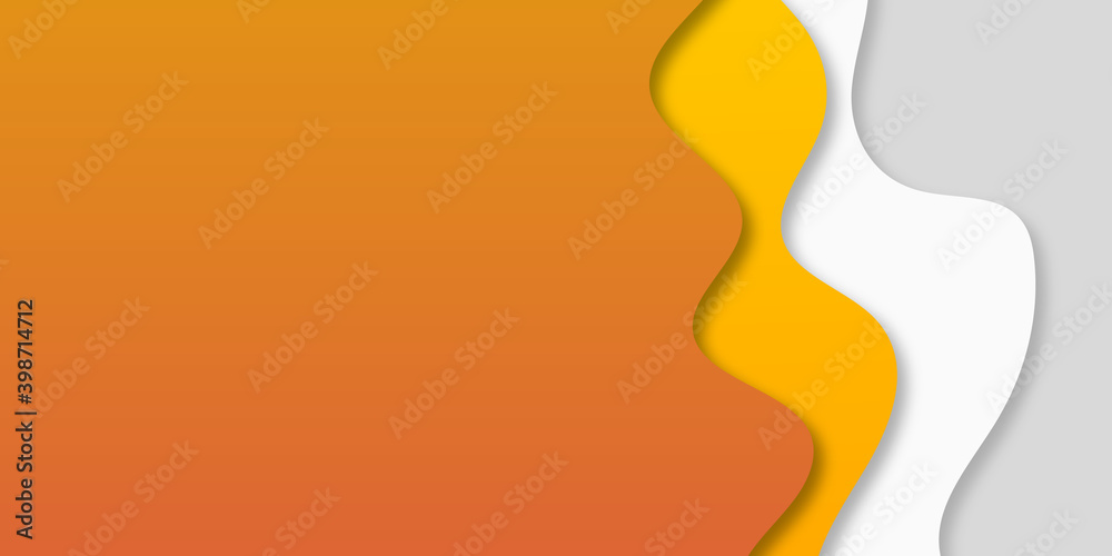 Modern fresh summer orange yellow abstract wave banner background. Vector illustration with wave curve line pattern