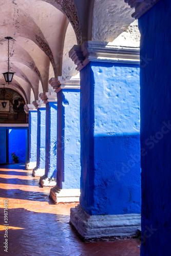 Peru, in the city  of  Arequipa, blue archway inside the  Santa Catalina Monastery © Angela Meier