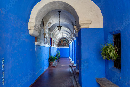 Peru, in the city  of  Arequipa, blue archway inside the Santa Catalina Monastery © Angela Meier