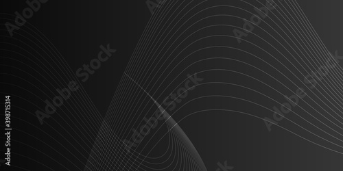 Black abstract wave lines background with dark concept. Vector Illustration.
