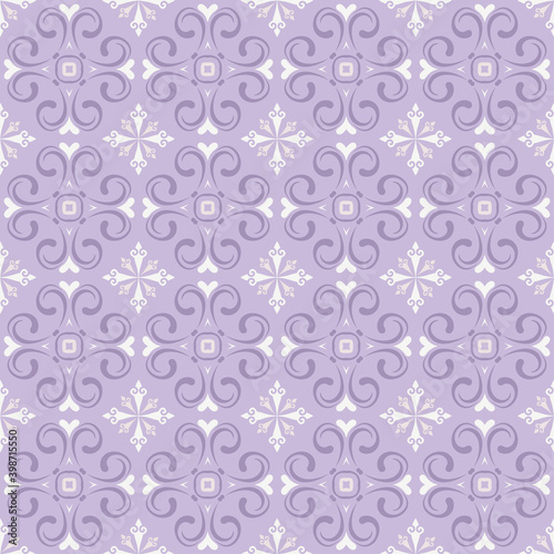Fototapeta Naklejka Na Ścianę i Meble -  Christmas background pattern. Stylish ornament on a purple background. Seamless wallpaper texture. Vector illustration