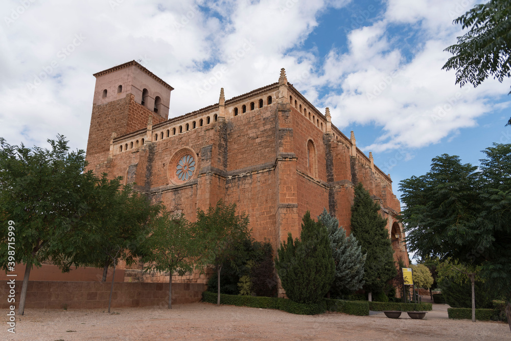 Vertical shot of the Church of San Miguel Arcangel in Ibdes, Spain