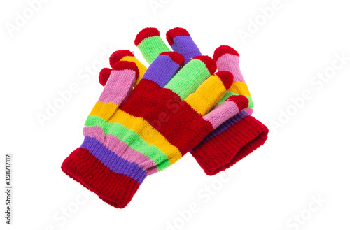 colored knitted glove isolated