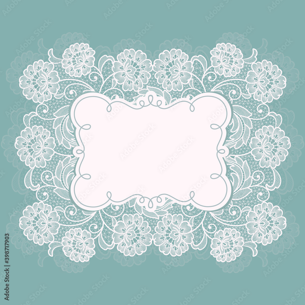Template frame  design for invitation lace card. Vintage Lace Doily
