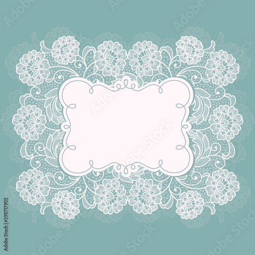 Template frame  design for invitation lace card. Vintage Lace Doily