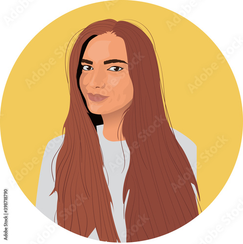 Joyful brunette girl in white t-shirt posing with a smirk on her face