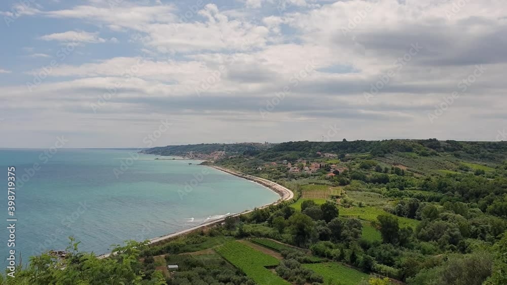 Panoramic view of Trabocchi coast or Costa dei Trabocchi on summer day, Italy Panoramic view of Trabocchi coast or Costa dei Trabocchi on summer day, Italy