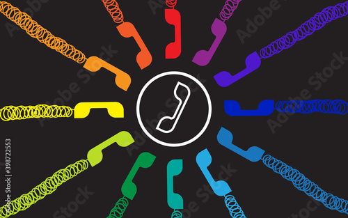 Colorful group of Handset telephone icon