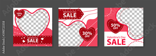 Social media post templates for digital marketing and sales promotion on Valentine's Day. fashion advertising. Offer social media banners. vector photo frame mockup illustration