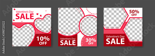 Social media post templates for digital marketing and sales promotion on Valentine's Day. fashion advertising. Offer social media banners. vector photo frame mockup illustration