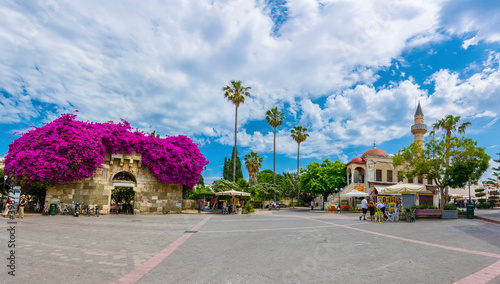 Fototapeta Naklejka Na Ścianę i Meble -  Famous Eleftherias square view in Kos Town. Kos Island is a popular tourist destination in Greece.